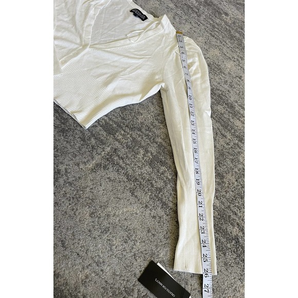 Danielle Bernstein Womens L Sweater White Cardigan Crop Knit NWT P1 - Picture 6 of 10